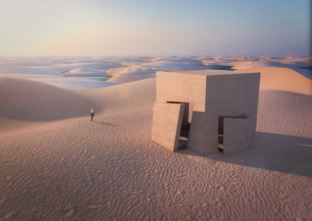 Una casa minimalista en el desierto, por Christophe Benichou Architecture - Imagen Principal
