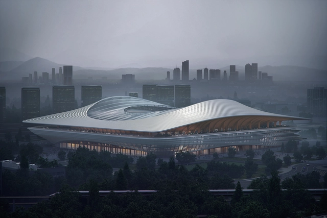 Zaha Hadid Architects publica imágenes de su nuevo estadio de fútbol en Xi'an - Imagen Principal
